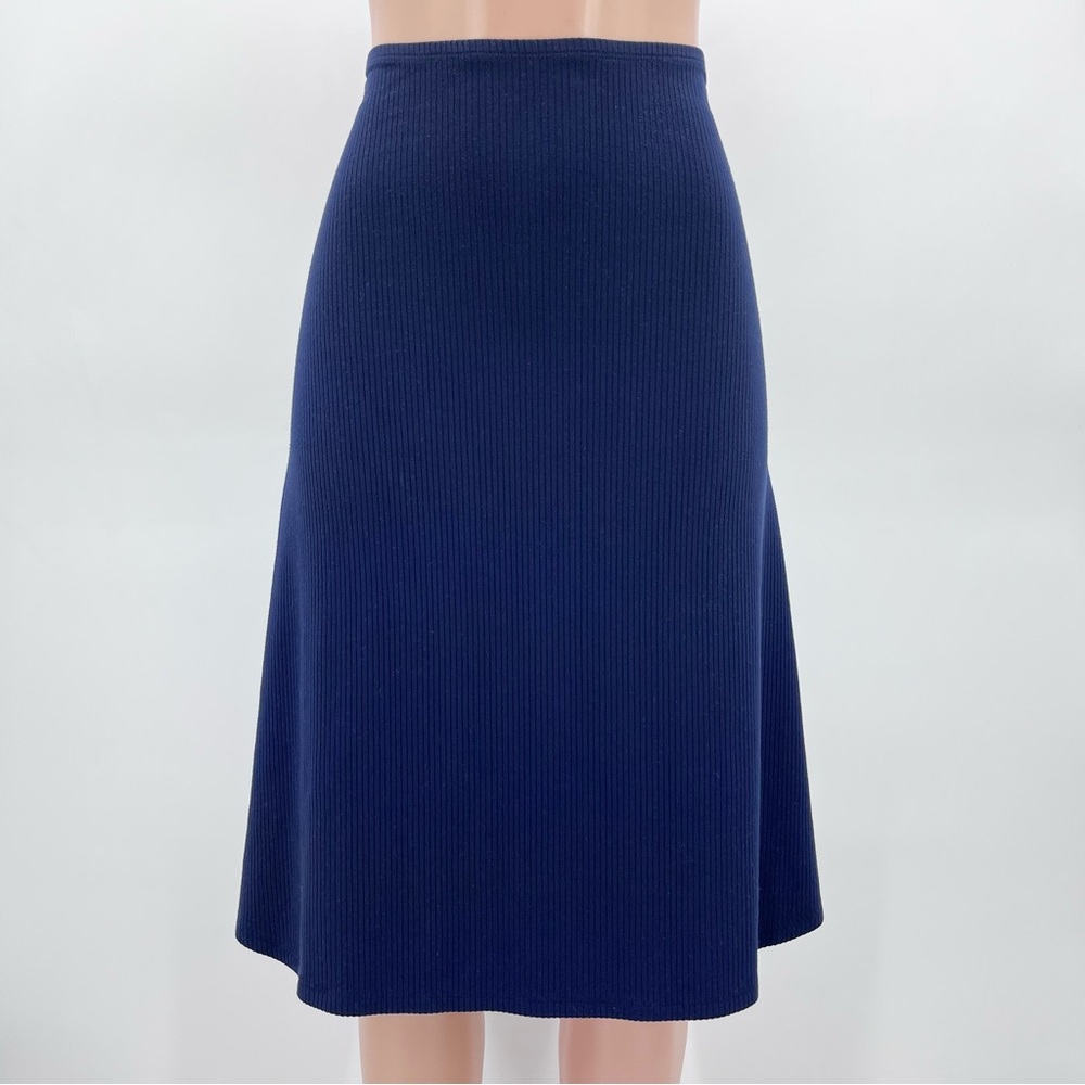 Reformation Retro Navy Ribbed Knit High-Waisted A-Line Skirt Size XS